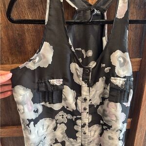 Milano Black Floral Button-Front Racerback Camisole